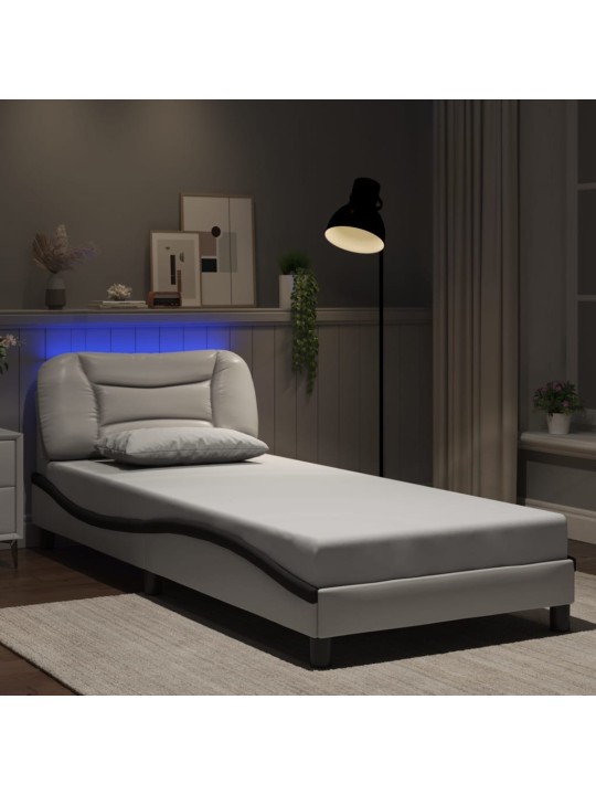 Rám postele s led osvětlením bílý a černý 90x190 cm umělá kůže