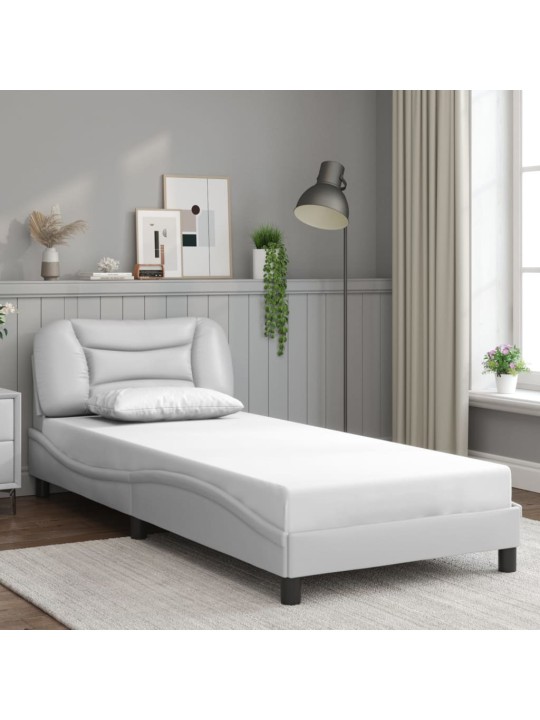 Rám postele s LED osvětlením bílý 90 x 200 cm umělá kůže