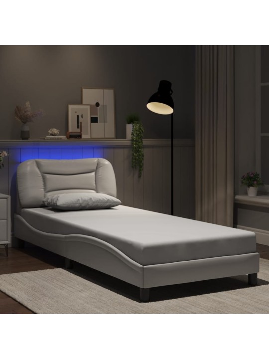 Rám postele s LED osvětlením bílý 90 x 200 cm umělá kůže