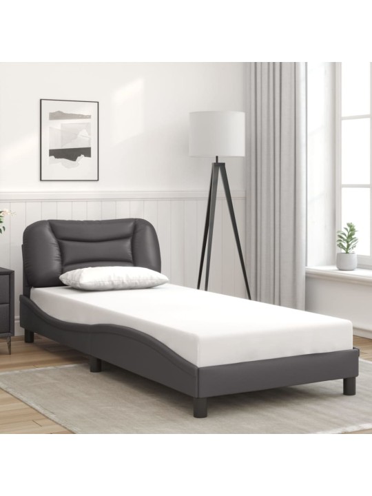 Rám postele s led osvětlením šedý 90 x 200 cm umělá kůže