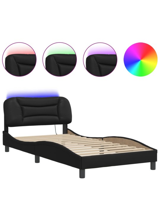 Rám postele s LED osvětlením černý 100 x 200 cm umělá kůže