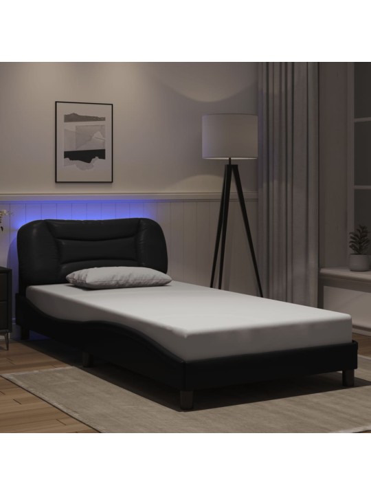 Rám postele s LED osvětlením černý 100 x 200 cm umělá kůže