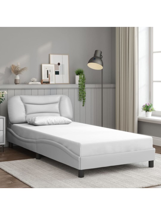 Rám postele s LED osvětlením bílý 100 x 200 cm umělá kůže