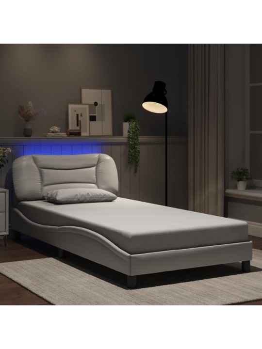 Rám postele s LED osvětlením bílý 100 x 200 cm umělá kůže