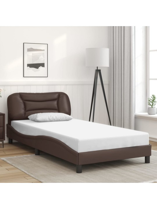 Rám postele s led osvětlením hnědý 100 x 200 cm umělá kůže
