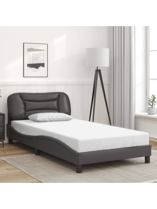 Rám postele s LED osvětlením šedý 100 x 200 cm umělá kůže