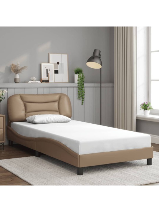 Rám postele s led osvětlením cappuccino 100 x 200 cm umělá kůže