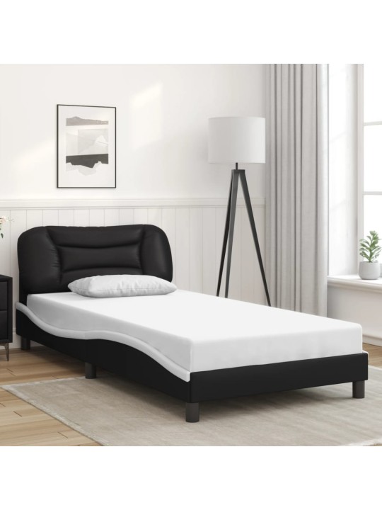 Rám postele s LED osvětlením černý a bílý 100x200 cm umělá kůže
