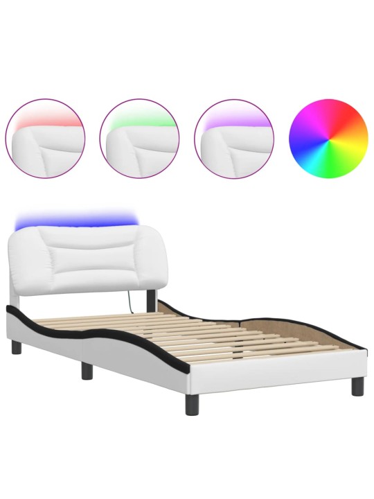 Rám postele s LED osvětlením bílý a černý 100x200 cm umělá kůže