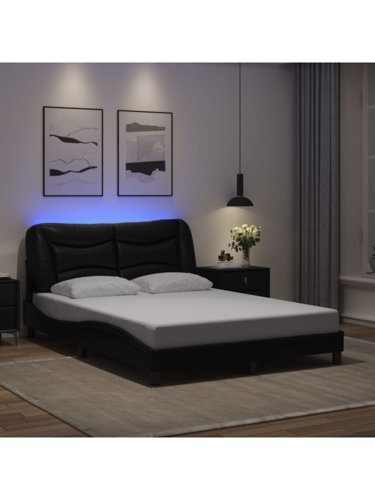 Rám postele s LED osvětlením černý 120 x 200 cm umělá kůže