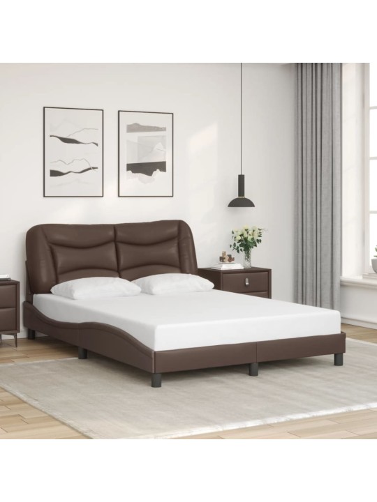Rám postele s led osvětlením hnědý 120 x 200 cm umělá kůže