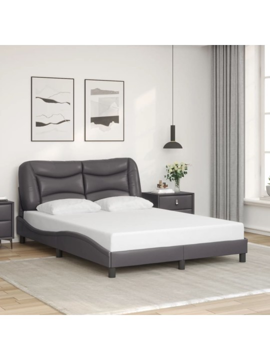 Rám postele s led osvětlením šedý 120 x 200 cm umělá kůže