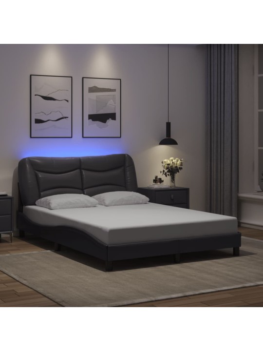 Rám postele s led osvětlením šedý 120 x 200 cm umělá kůže