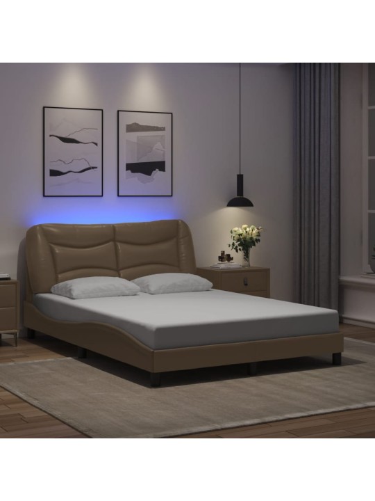 Rám postele s led osvětlením cappuccino 120 x 200 cm umělá kůže