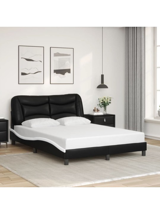 Rám postele s LED osvětlením černý a bílý 120x200 cm umělá kůže