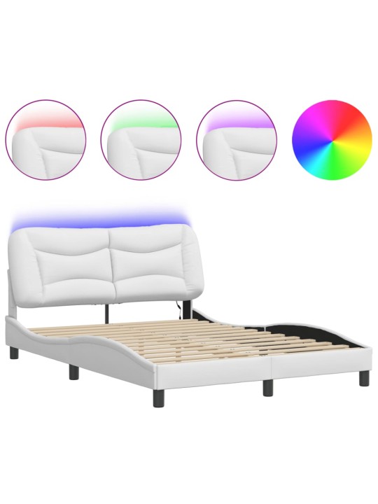 Rám postele s led osvětlením bílý 140 x 190 cm umělá kůže
