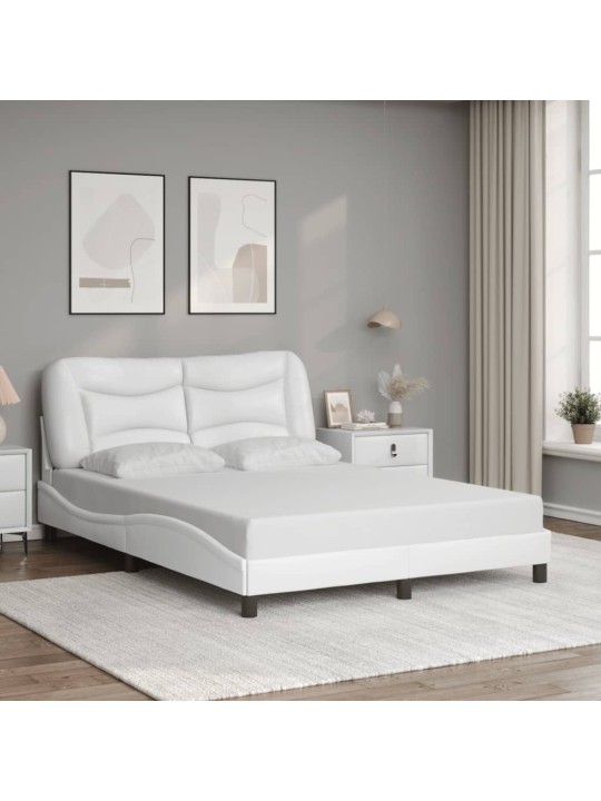 Rám postele s led osvětlením bílý 140 x 190 cm umělá kůže