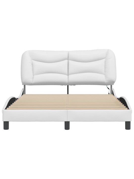 Rám postele s led osvětlením bílý 140 x 190 cm umělá kůže