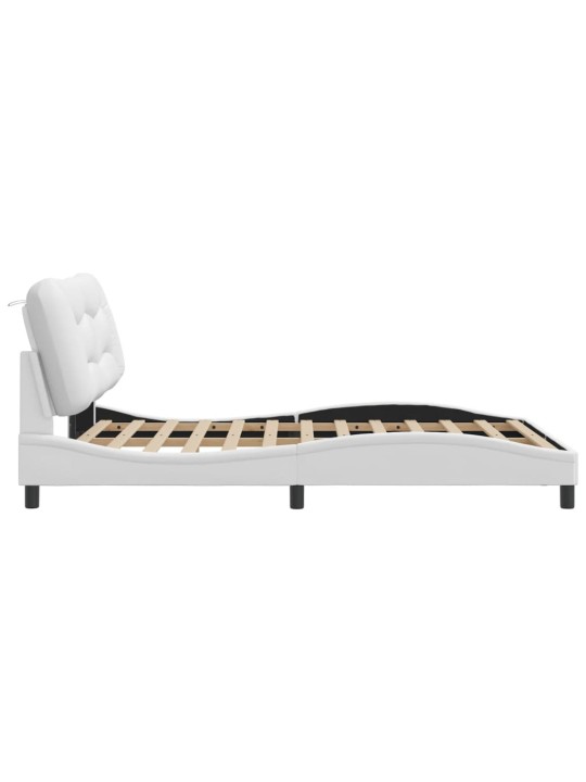 Rám postele s led osvětlením bílý 140 x 190 cm umělá kůže