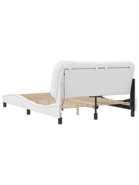 Rám postele s led osvětlením bílý 140 x 190 cm umělá kůže