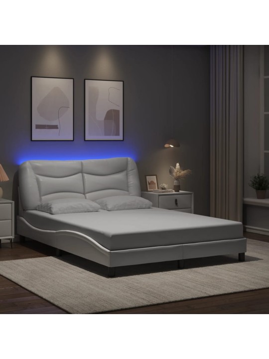 Rám postele s led osvětlením bílý 140 x 190 cm umělá kůže