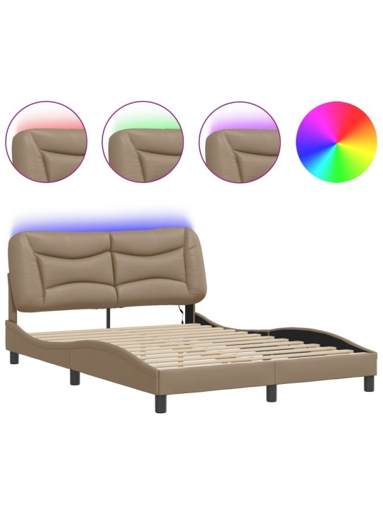 Rám postele s led osvětlením cappuccino 140 x 190 cm umělá kůže