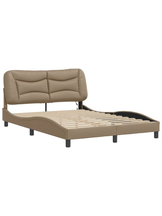Rám postele s led osvětlením cappuccino 140 x 190 cm umělá kůže