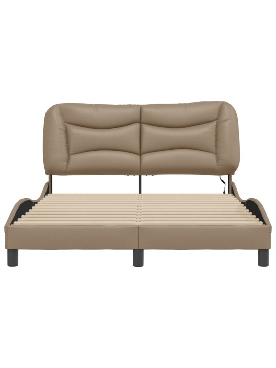Rám postele s led osvětlením cappuccino 140 x 190 cm umělá kůže