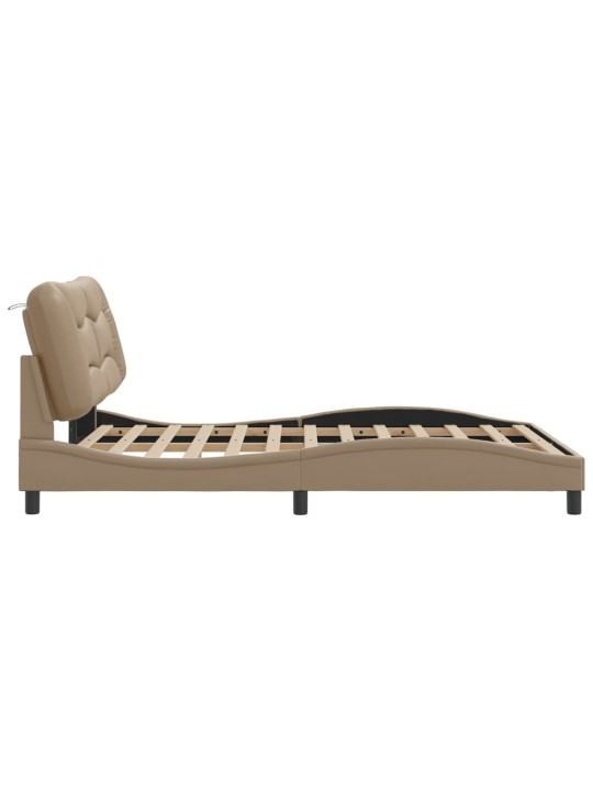 Rám postele s led osvětlením cappuccino 140 x 190 cm umělá kůže