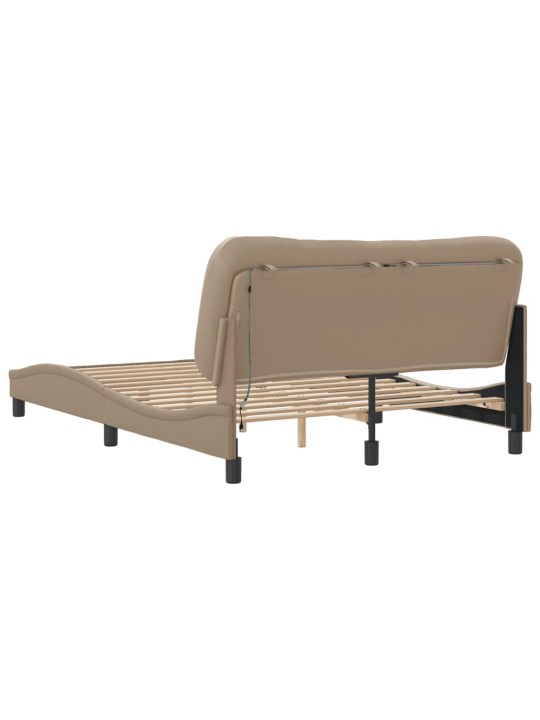 Rám postele s led osvětlením cappuccino 140 x 190 cm umělá kůže