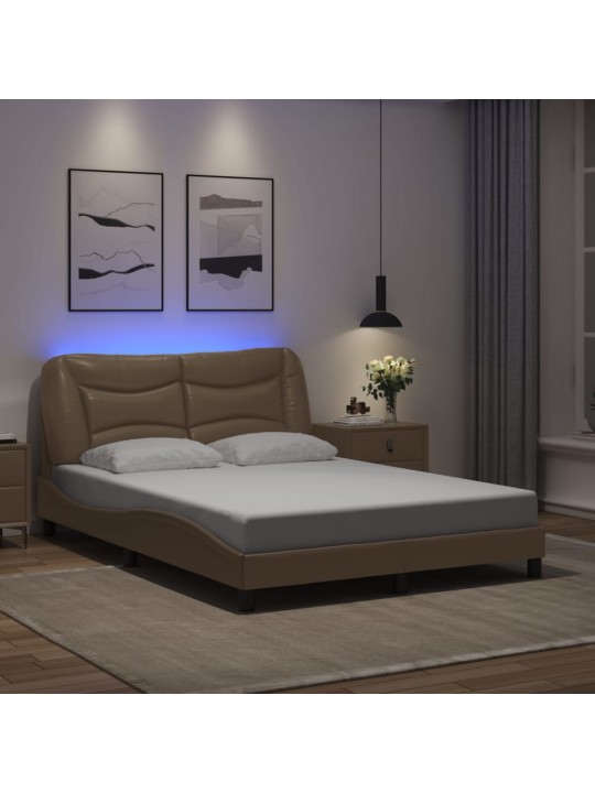 Rám postele s led osvětlením cappuccino 140 x 190 cm umělá kůže