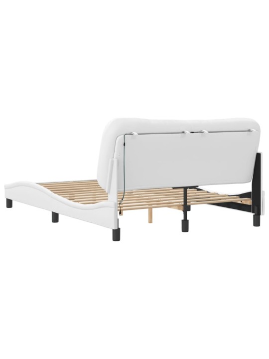 Rám postele s LED osvětlením bílý 140 x 200 cm umělá kůže