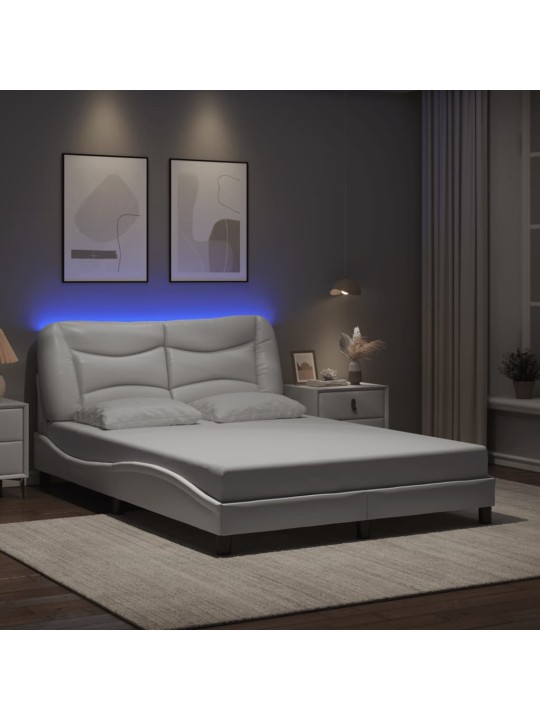 Rám postele s LED osvětlením bílý 140 x 200 cm umělá kůže
