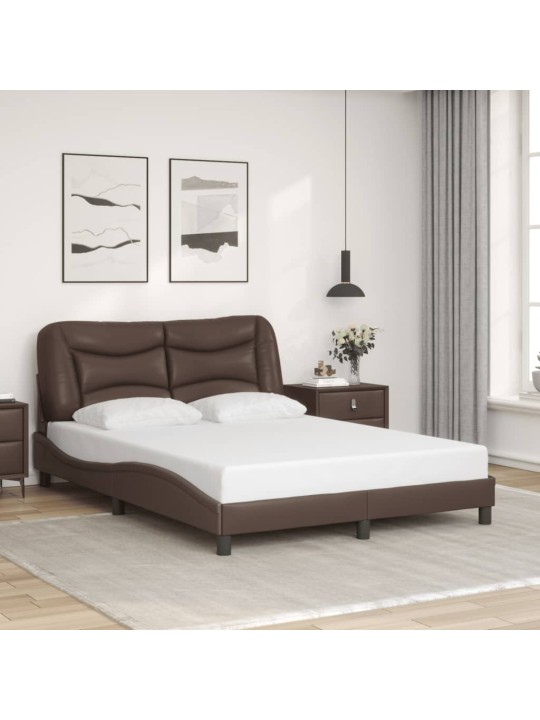 Rám postele s led osvětlením hnědý 140 x 200 cm umělá kůže