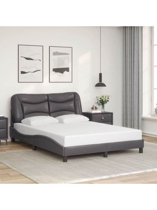 Rám postele s led osvětlením šedý 140 x 200 cm umělá kůže