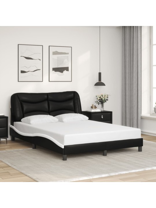 Rám postele s LED osvětlením černý a bílý 140x200 cm umělá kůže