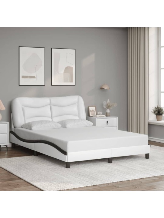 Rám postele s LED osvětlením bílý a černý 140x200 cm umělá kůže