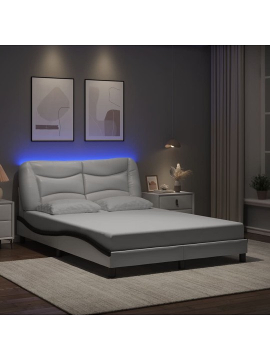 Rám postele s LED osvětlením bílý a černý 140x200 cm umělá kůže