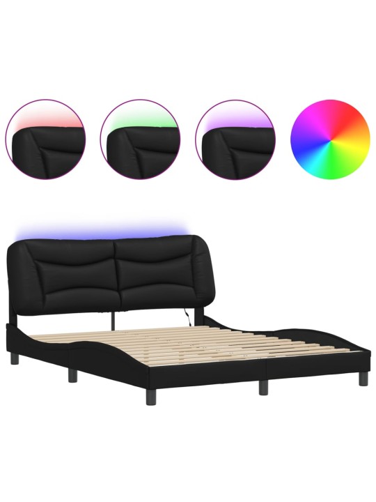Rám postele s LED osvětlením černý 160 x 200 cm umělá kůže