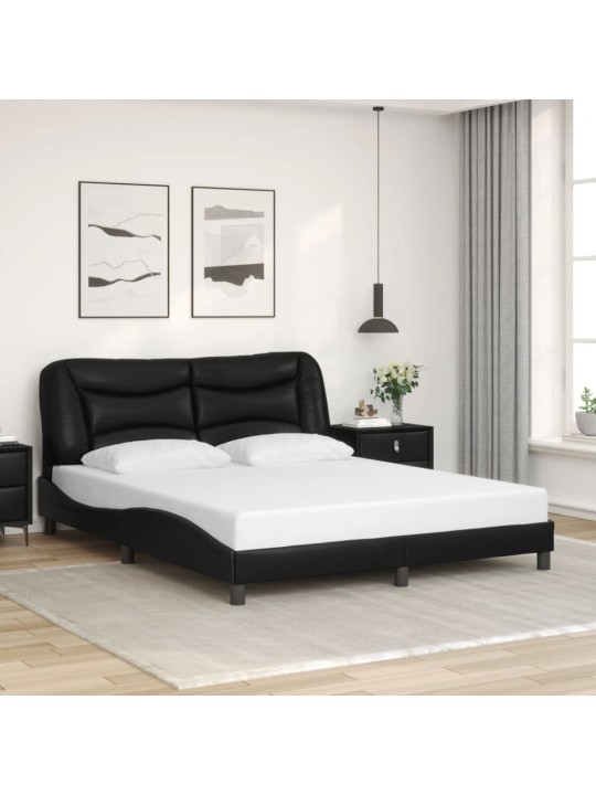 Rám postele s LED osvětlením černý 160 x 200 cm umělá kůže