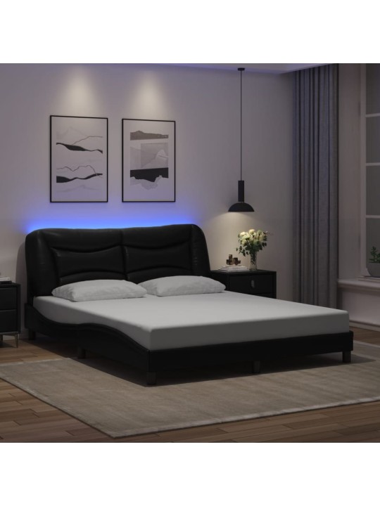 Rám postele s LED osvětlením černý 160 x 200 cm umělá kůže