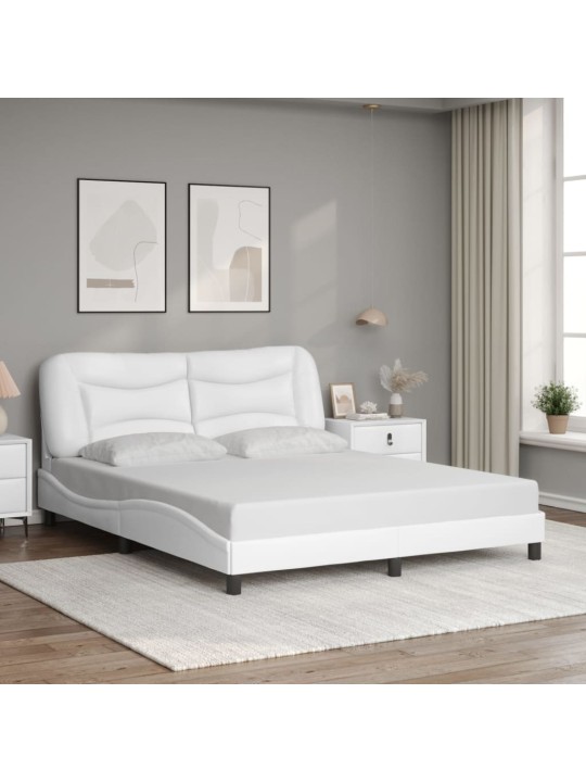 Rám postele s led osvětlením bílý 160 x 200 cm umělá kůže