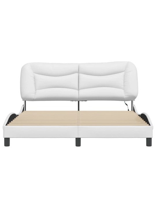 Rám postele s led osvětlením bílý 160 x 200 cm umělá kůže