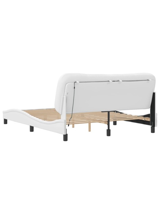 Rám postele s led osvětlením bílý 160 x 200 cm umělá kůže