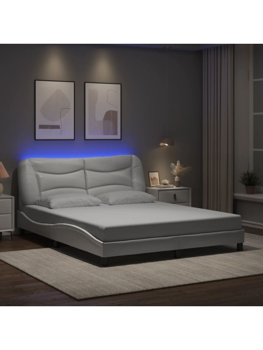 Rám postele s led osvětlením bílý 160 x 200 cm umělá kůže