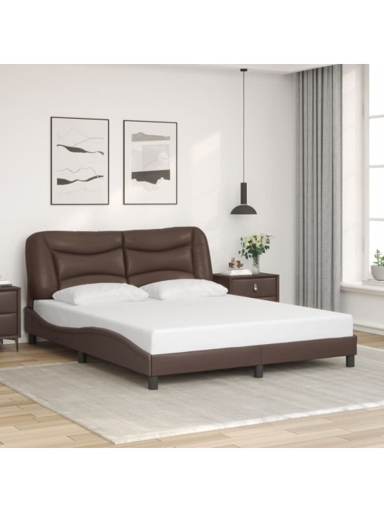 Rám postele s led osvětlením hnědý 160 x 200 cm umělá kůže