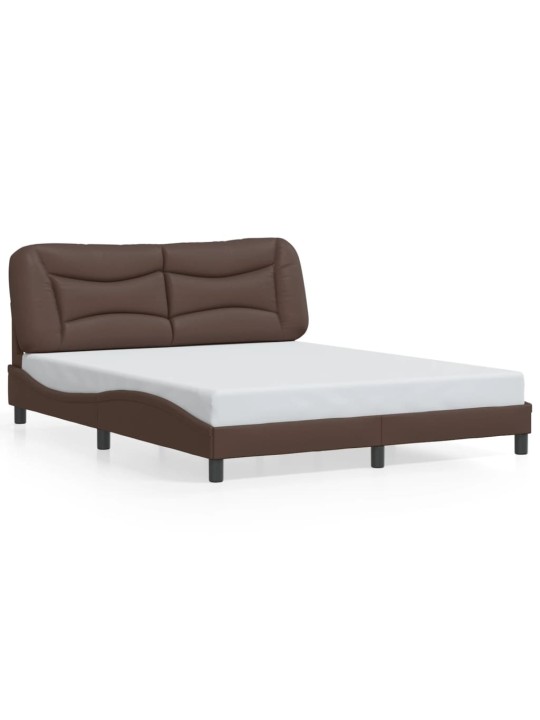 Rám postele s led osvětlením hnědý 160 x 200 cm umělá kůže