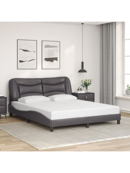 Rám postele s led osvětlením šedý 160 x 200 cm umělá kůže