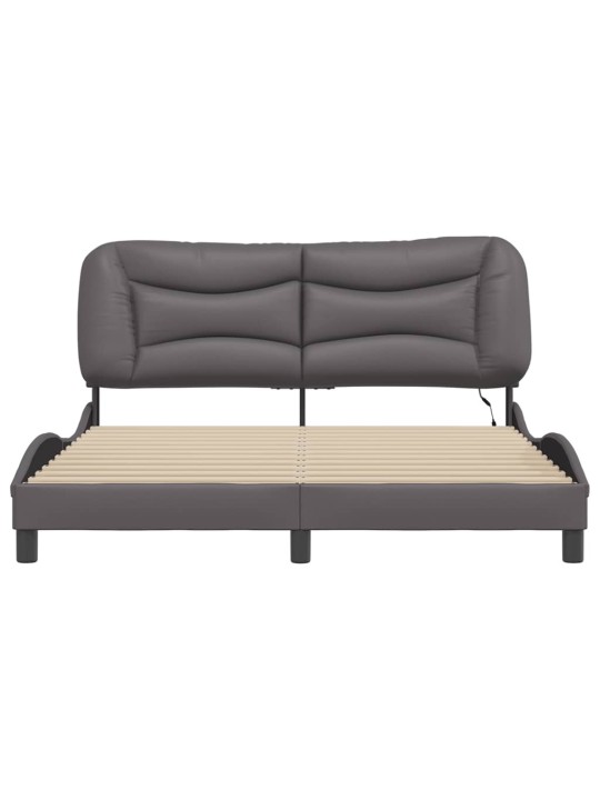 Rám postele s led osvětlením šedý 160 x 200 cm umělá kůže