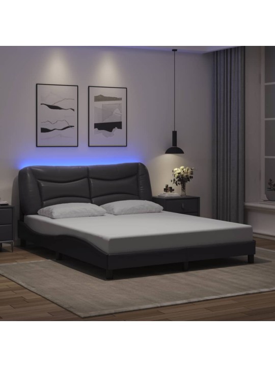 Rám postele s led osvětlením šedý 160 x 200 cm umělá kůže